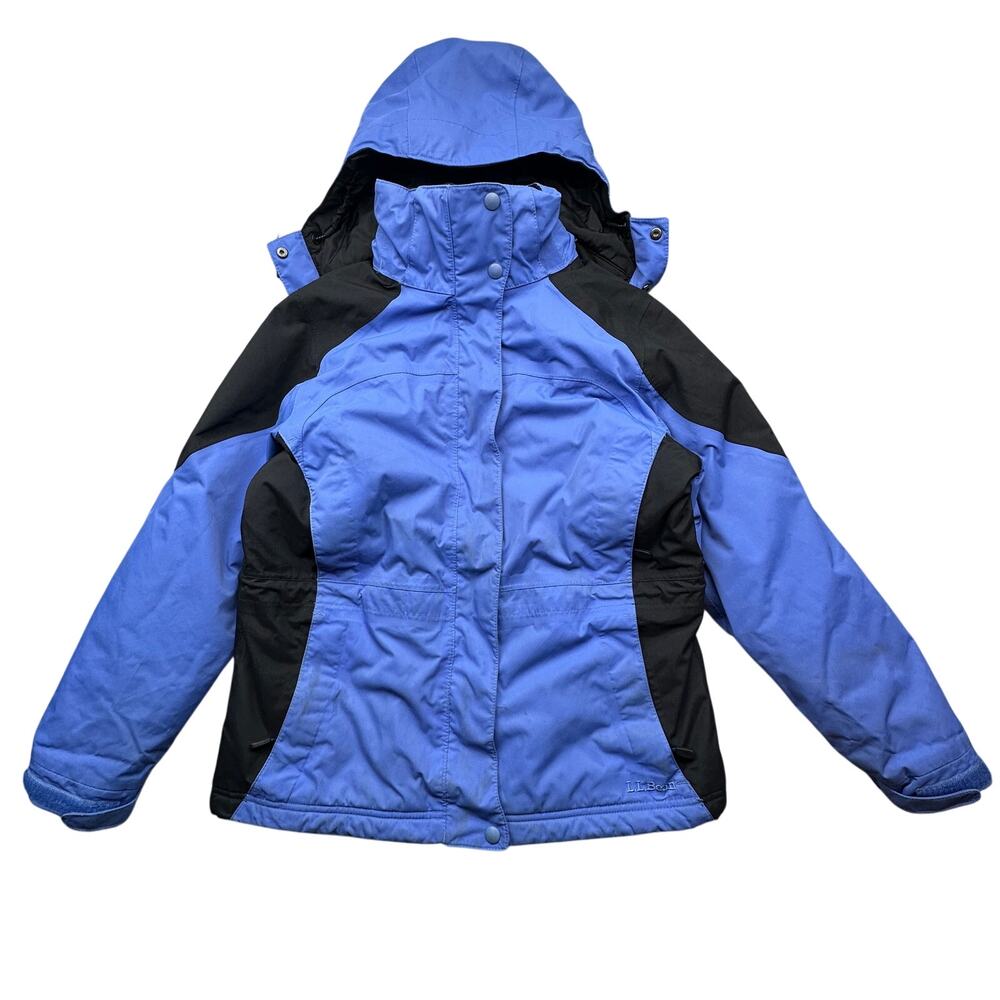 LL Bean Primaloft Rugged Ridge Parka Jacket Womens Petite Small Hooded Blue